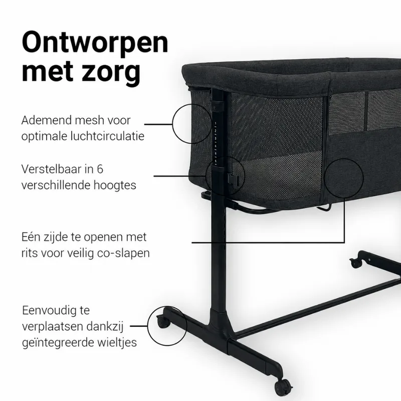 Co-Sleeper Novi Kyan Luxe Black Melange van Novi Baby – productfoto 2 van 4