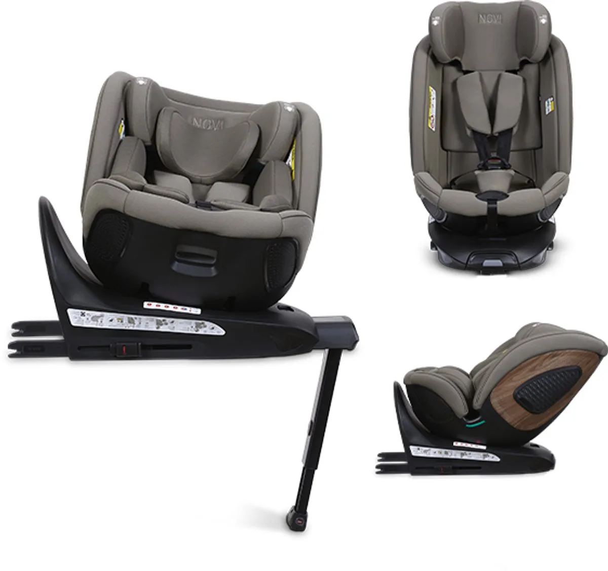 Daniel Premium Autostoel - Wood/Taupe - Geschikt vanaf de geboorte tot 150 cm - 5-punts veiligheidsgordel van Novi Baby in Bruin – productfoto