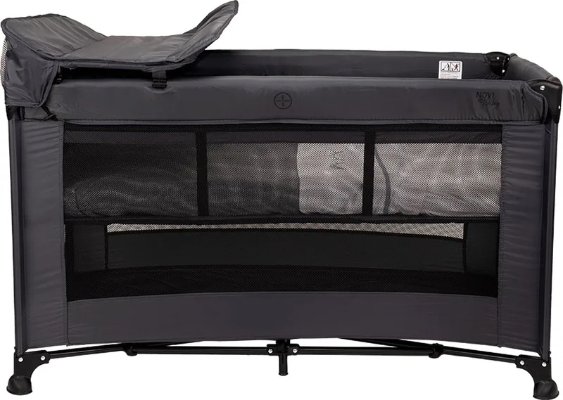 Kiki Luxe - Campingbed - Donker - reisbed - Inclusief transporttas - Inclusief verschoonblad - Inclusief bodemverhoger de Novi Baby en Grijs – photo produit