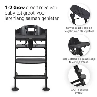 Kinderstoel Novi 1-2 Grow Black/Sand Melange van Novi Baby – productfoto 2 van 4