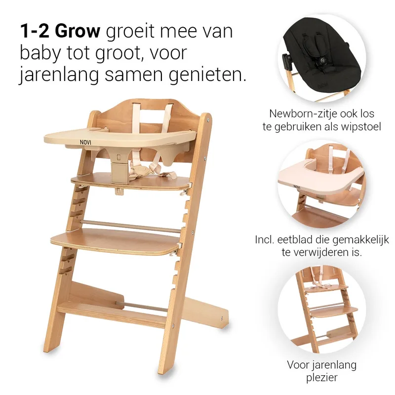 Kinderstoel Novi 1-2 Grow Natural/Black Melange van Novi Baby – productfoto 2 van 4