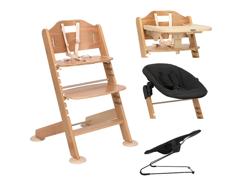 Kinderstoel Novi 1-2 Grow Natural/Black Melange van Novi Baby – productfoto 1 van 4