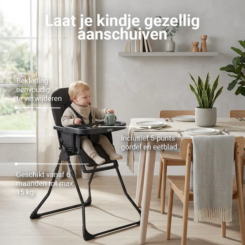 Kinderstoel Novi Mila Black Melange van Novi Baby – productfoto 4 van 4