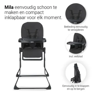 Kinderstoel Novi Mila Black Melange van Novi Baby – productfoto 2 van 4
