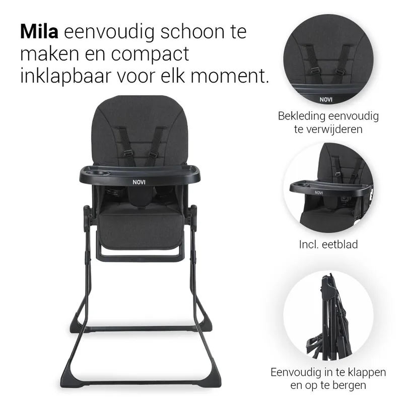 Kinderstoel Novi Mila Black Melange van Novi Baby – productfoto 2 van 4