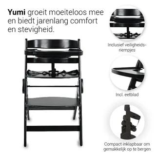 Kinderstoel Novi Yumi Inklapbaar Pure Black fra Novi Baby – produktbillede 2 af 4
