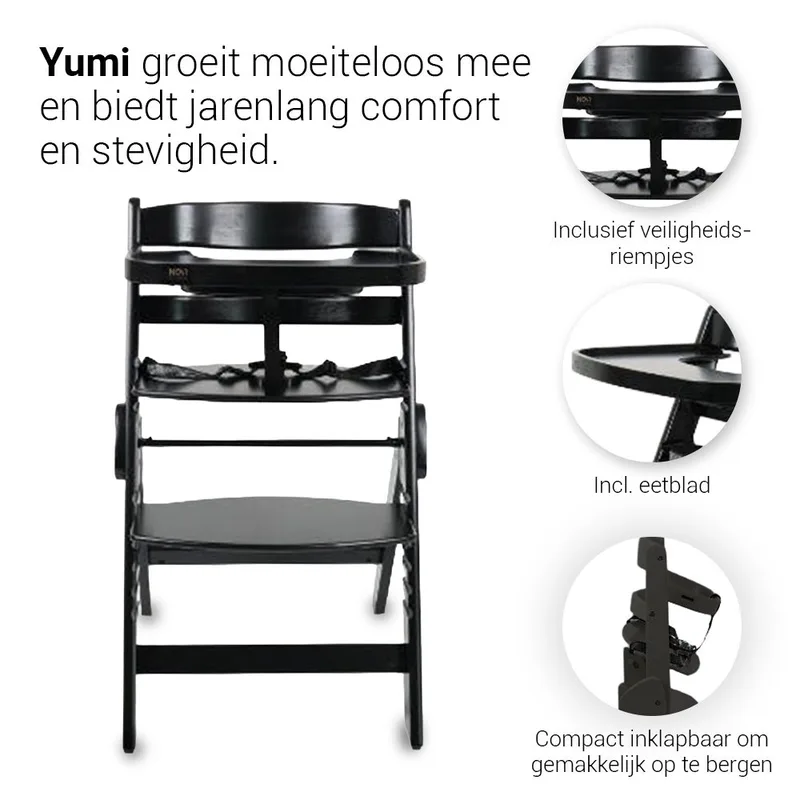 Kinderstoel Novi Yumi Inklapbaar Pure Black fra Novi Baby – produktbillede 2 af 4