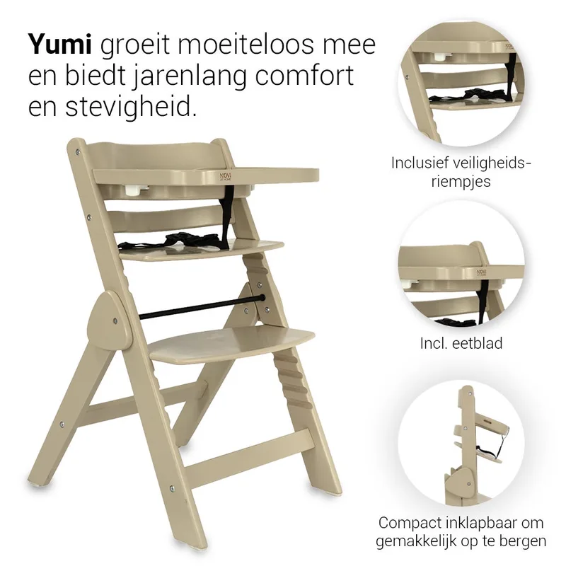 Kinderstoel Novi Yumi Inklapbaar Pure Sand fra Novi Baby – produktbillede 2 af 4