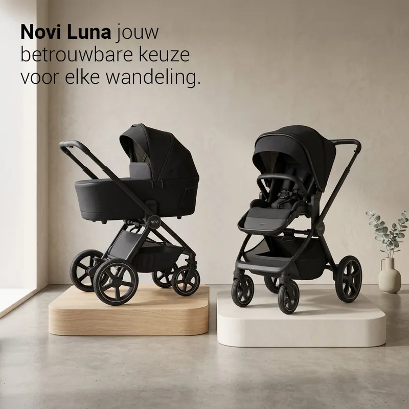 Kinderwagen Novi Luna Premium Brilliant Black van Novi Baby – productfoto 2 van 4