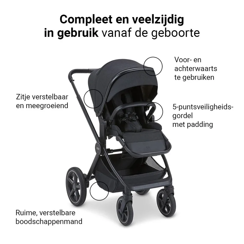 Kinderwagen Novi Luna Premium Brilliant Black van Novi Baby – productfoto 4 van 4