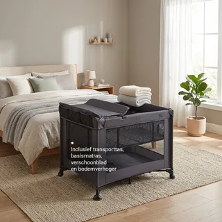 Liv Air+ Dark Campingbed/box - Grijs/Zwart Mesh - Geschikt vanaf de geboorte - Compact inklapbaar campingbed von Novi Baby in Schwarz – Produktfoto 2 von 4