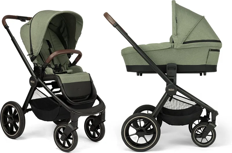 Nena Pro Kinderwagen - 2-in1 Kinderwagen - Melange - Geschikt vanaf de geboorte tot 22kg by Novi Baby in Groen – product photo