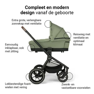 Nena Pro Kinderwagen - 2-in1 Kinderwagen - Melange - Geschikt vanaf de geboorte tot 22kg von Novi Baby in Grün – Produktfoto 3 von 4