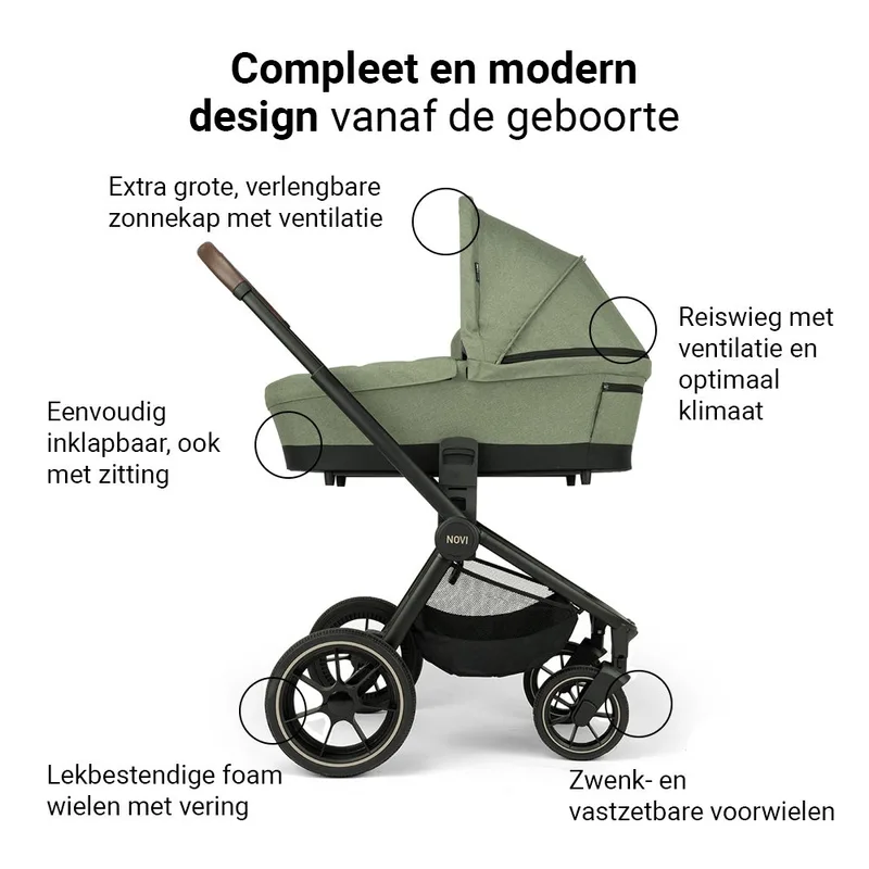 Nena Pro Kinderwagen - 2-in1 Kinderwagen - Melange - Geschikt vanaf de geboorte tot 22kg von Novi Baby in Grün – Produktfoto 3 von 4