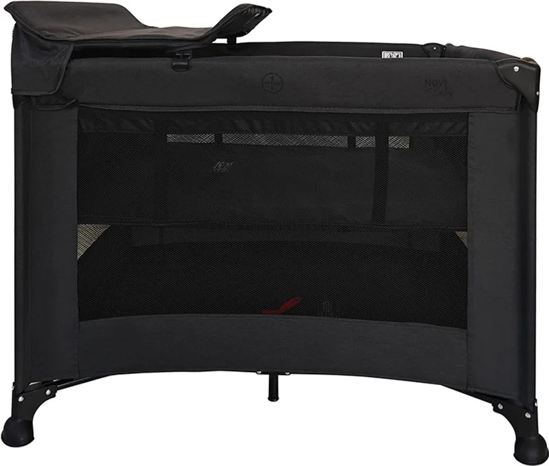 Nolan Luxe Air+ Campingbed/Box - Melange - Compact inklapbaar campingbed - Inclusief transporttas by Novi Baby in Zwart – product photo