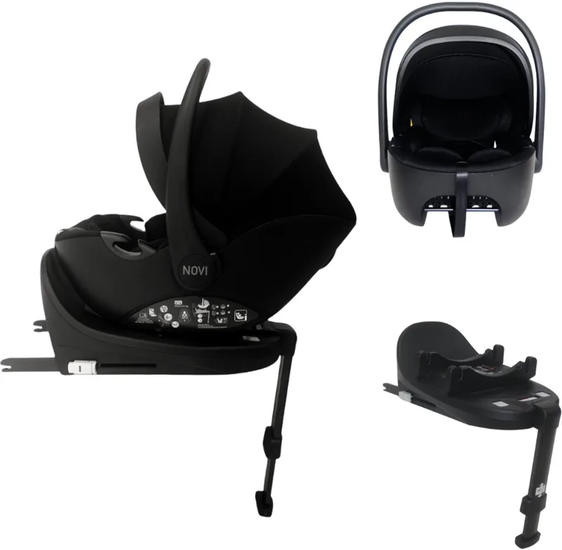 Novi Jacky Pro 360 V2 Autostoel I-Size 0-87 cm – Inclusief Isofix Base – 360° Draaibaar – Groep 0+ van Novi Baby in Black – productfoto