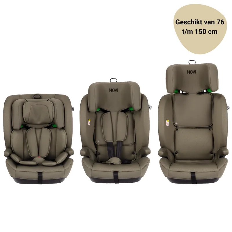 Novi Jules V2 Autostoel 76-150 cm – Groep 1/2/3 – Gordelbevestiging + Top Tether – Verstelbare Hoofdsteun – I-Size by Novi Baby in Dark Taupe – product photo 2 of 4