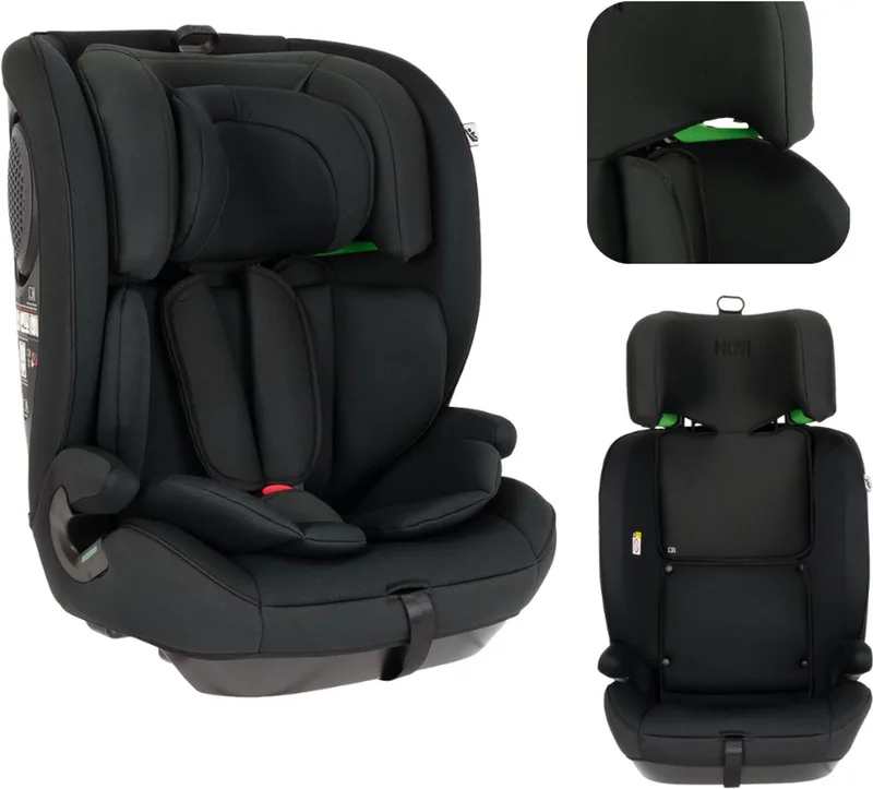 Novi Jules V2 Autostoel 76-150 cm – Groep 1/2/3 – Gordelbevestiging – Verstelbare Hoofdsteun – I-Size by Novi Baby in Zwart – product photo