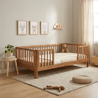 Peuterbed Novi Louise 80x160 Walnut (Ronde Hoek) van Novi Baby – productfoto 2 van 4