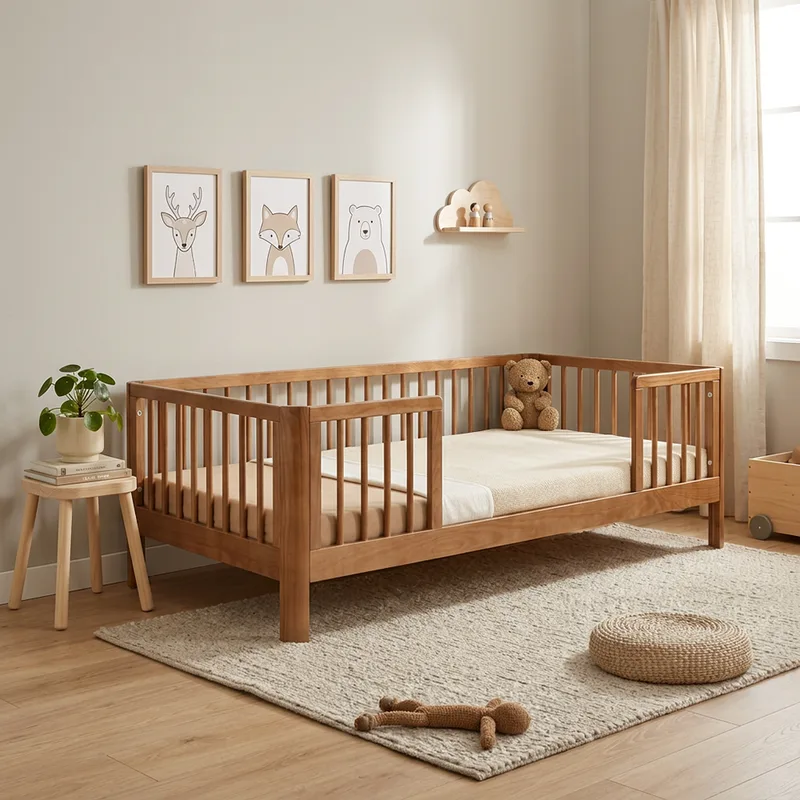 Peuterbed Novi Louise 80x160 Walnut (Ronde Hoek) van Novi Baby – productfoto 2 van 4