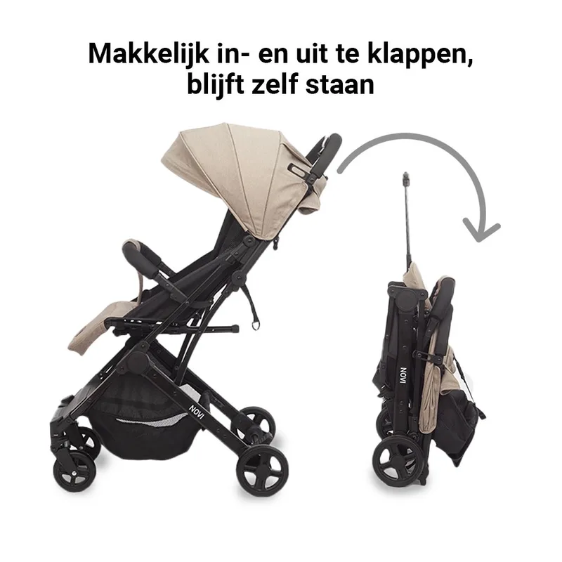 Travel Go Premium Solid Buggy - Geschikt vanaf circa. 6 maanden tot 22 kg - verstelbare rugleuning - Verstelbare voetensteun - Zitting ombouwbaar naar zomerzitje by Novi Baby in Hazel – product photo 3 of 4