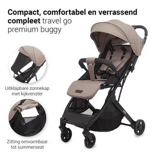 Travel Go Premium Solid Buggy - Geschikt vanaf circa. 6 maanden tot 22 kg - verstelbare rugleuning - Verstelbare voetensteun - Zitting ombouwbaar naar zomerzitje by Novi Baby in Hazel – product photo 2 of 4