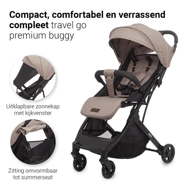 Travel Go Premium Solid Buggy - Geschikt vanaf circa. 6 maanden tot 22 kg - verstelbare rugleuning - Verstelbare voetensteun - Zitting ombouwbaar naar zomerzitje by Novi Baby in Hazel – product photo 2 of 4