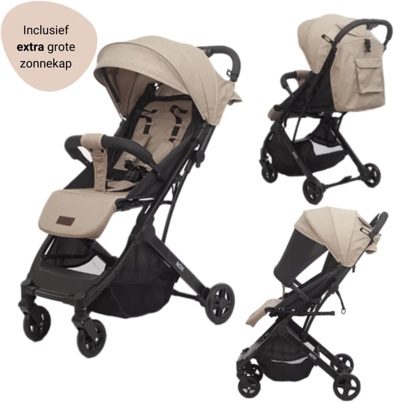 Travel Go Premium Solid Sand Buggy - Geschikt vanaf circa. 6 maanden tot 22 kg - verstelbare rugleuning - Verstelbare voetensteun - Zitting ombouwbaar naar zomerzitje de Novi Baby en Zand – photo produit