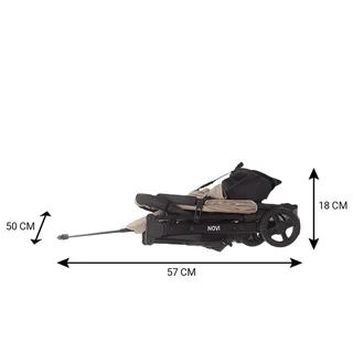 Travel Go Premium Solid Sand Buggy - Geschikt vanaf circa. 6 maanden tot 22 kg - verstelbare rugleuning - Verstelbare voetensteun - Zitting ombouwbaar naar zomerzitje by Novi Baby in Zand – product photo 4 of 4