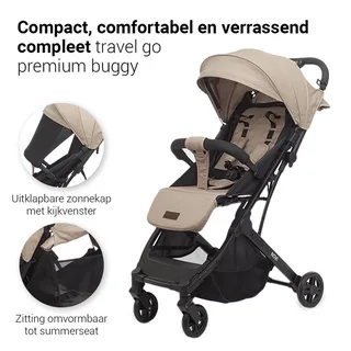 Travel Go Premium Solid Sand Buggy - Geschikt vanaf circa. 6 maanden tot 22 kg - verstelbare rugleuning - Verstelbare voetensteun - Zitting ombouwbaar naar zomerzitje by Novi Baby in Zand – product photo 2 of 4