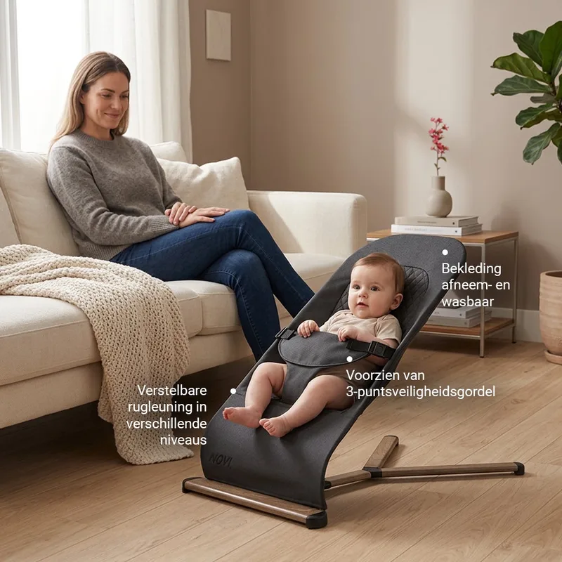 Wipstoel Bouncer Novi Lotus Solid Black by Novi Baby – product photo 2 of 4