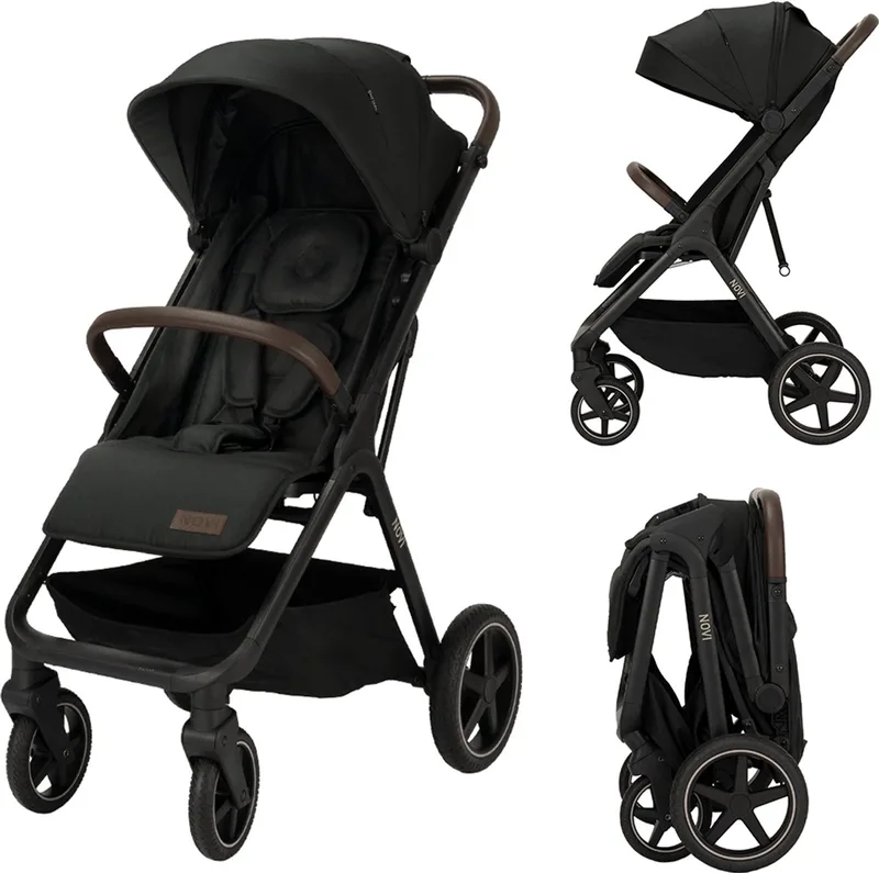 Xavi XL Premium - Solid - Buggy - Geschikt van 0 - 22 kg - Hoge duwstang de Novi Baby en Zwart – photo produit