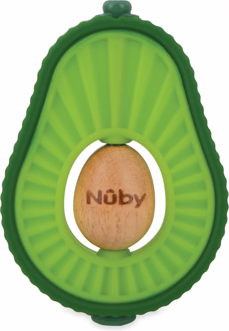 Avocado Bijtspeeltje - Silicone en Hout - 6+ maanden van Nûby in Groen – productfoto