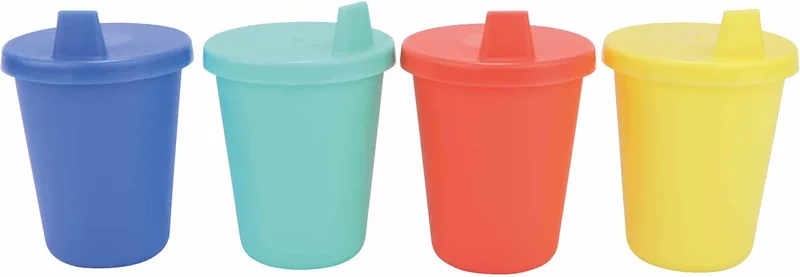 Beker met harde tuit voor kinderen - Schenktuit met vrij debiet - 207ml - 4 stuks - 9+ maanden by Nûby in Aqua, Yellow, Koraal, Blue – product photo