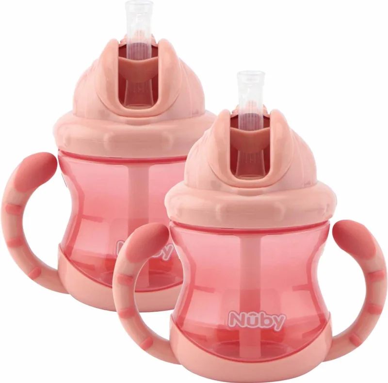Flip-It antilekbeker met handvatten - 2-pack - 240ml - 12+ maanden de Nûby en Rose – photo produit
