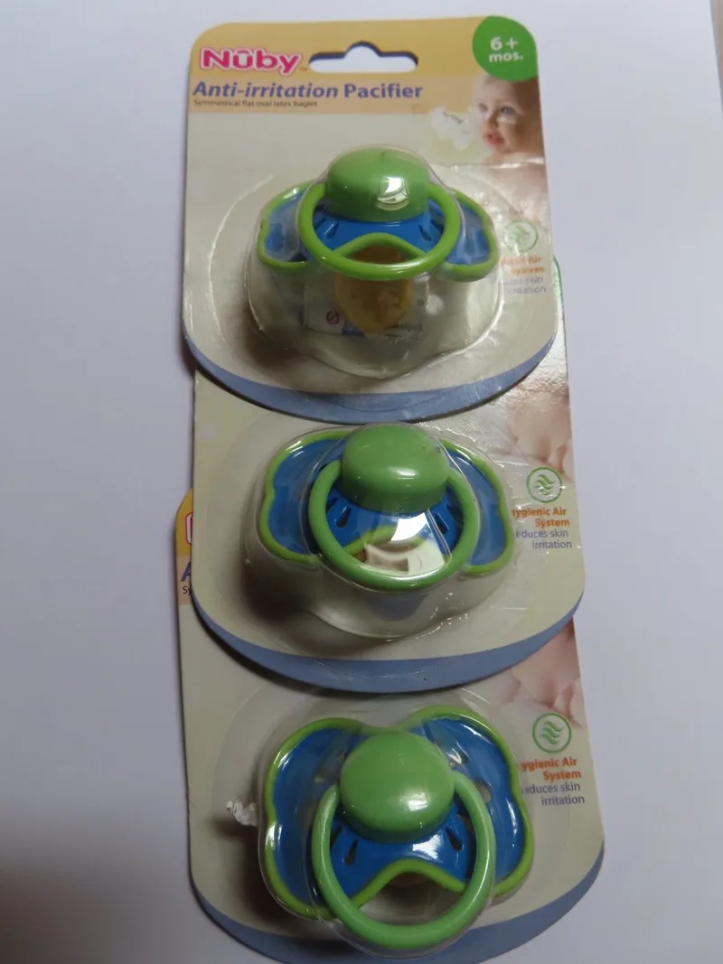 Fopspeen - 3 Pack - Blauw / groen - 6 maand + - Rubber de Nûby en Bleu, Vert – photo produit