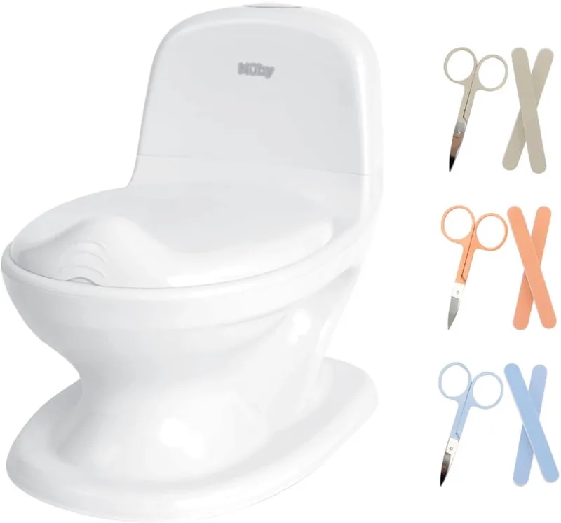 My Real Potty Plaspotje met Spoelgeluid & Nagelverzorgingsset - 18m+ van Nûby in Blauw – productfoto