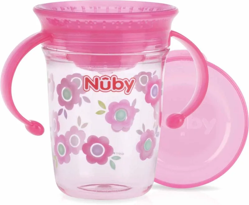 Nuby 360º Wonder Beker Met Handvat 240 ml van Nûby in Roze – productfoto