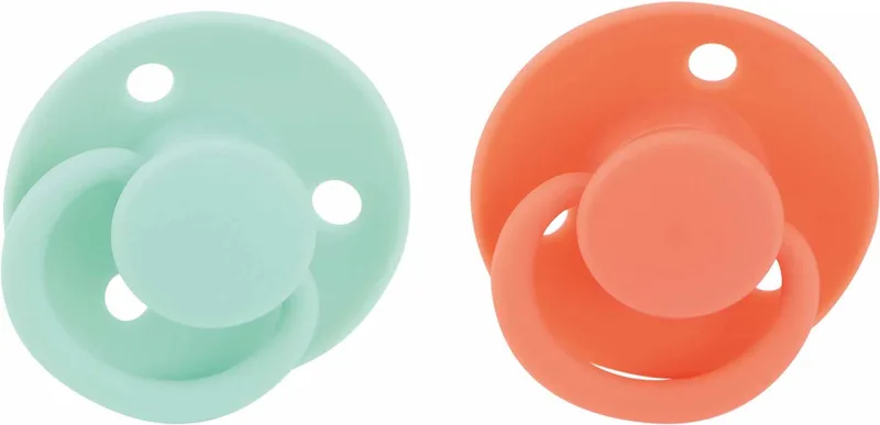 Ronde kersvormige fopspeen met nopjes - 2st - Koraal/Aqua - 6-36 maanden van Nûby in Koraal – productfoto