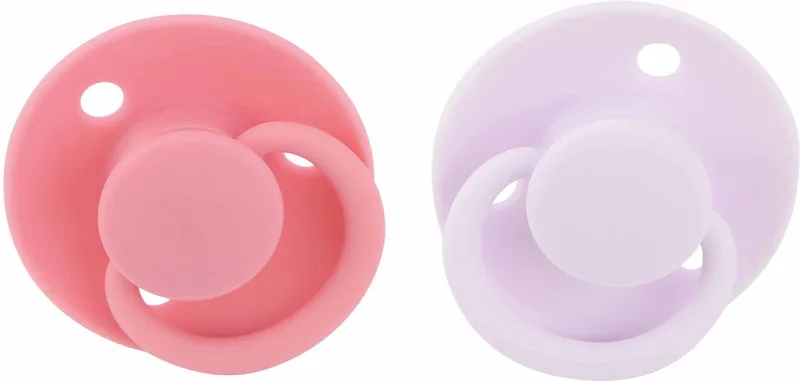 Ronde kersvormige fopspeen met nopjes - 2st - Roze/Violet - 0-6 maanden van Nûby in Roze en Violet – productfoto