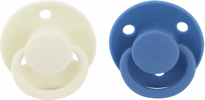 Ronde kersvormige fopspeen met nopjes - 2st - Wit/Blauw - 0-6 maanden van Nûby in Wit en Blauw – productfoto