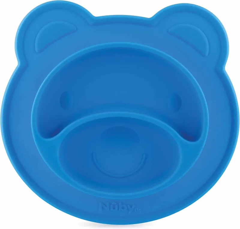 Siliconen bord en placemat in één met zuigbodem - Beer - 9m+ de Nûby en Bleu – photo produit