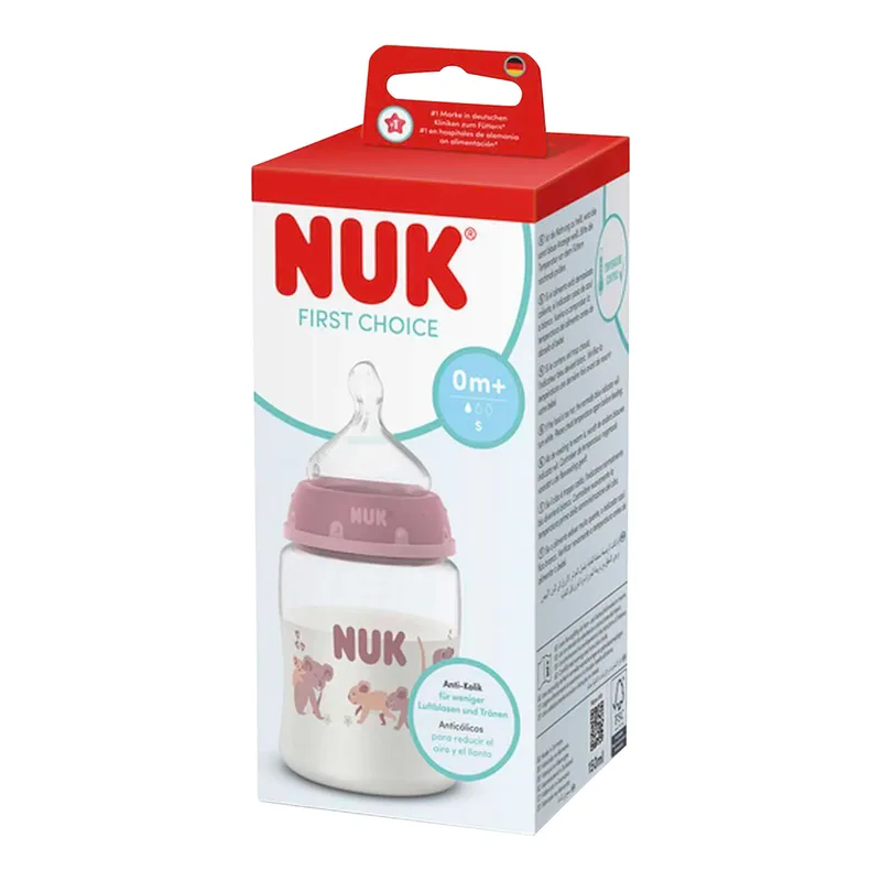 Babyflasche First Choice, 150ml, ab 0M by NUK in Pink, 6,6 × 6,6 × 16,7 mm – product photo