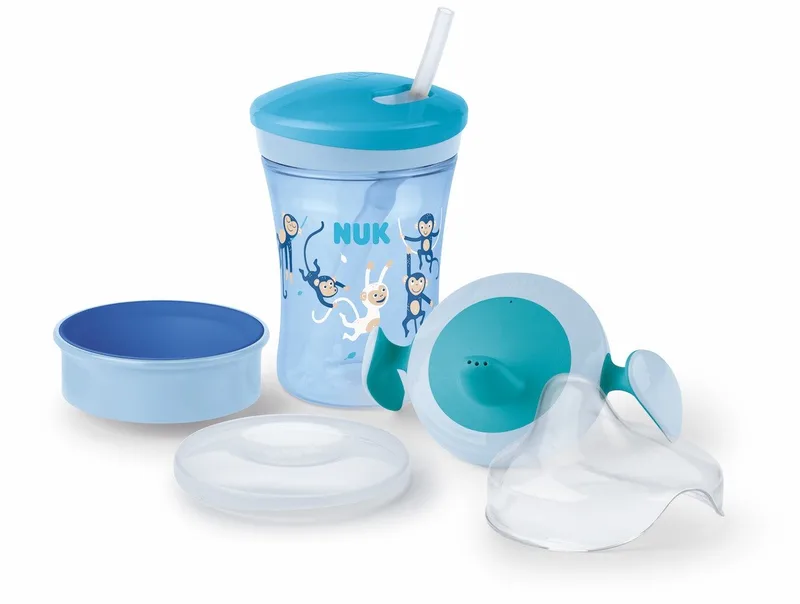 Babyflasche NUK 3-in-1 Trinklernset Trainer Cup, Magic Cup, Action Cup van NUK in Blau – productfoto