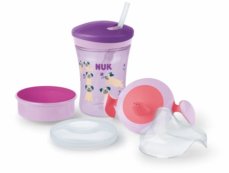 Babyflasche NUK 3-in-1 Trinklernset Trainer Cup, Magic Cup, Action Cup van NUK in Lila – productfoto