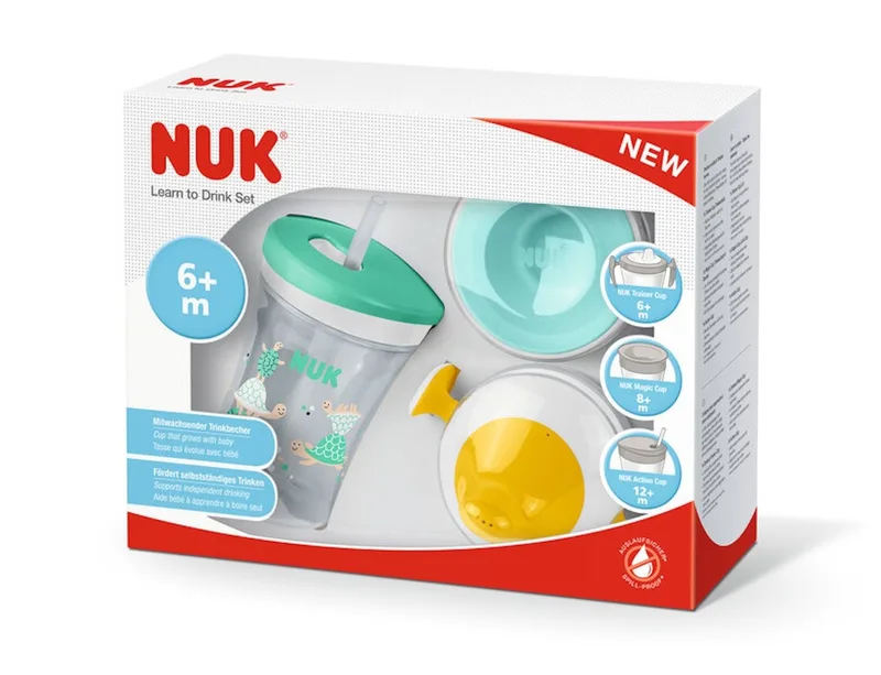 Babyflasche NUK 3-in-1 Trinklernset Trainer Cup, Magic Cup, Action Cup van NUK in Grün – productfoto