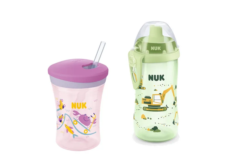 Babyflasche NUK Baby Trinkflasche/Becher Action Cup + Flexi Cup Vorteil Set van NUK in Lila – productfoto