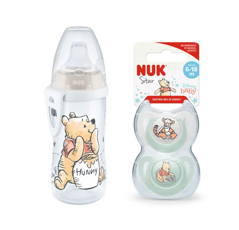 Babyflasche NUK Disney Babytrinklernflasche/Active Cup 12M+ Schnuller 6-18 van NUK in Grau – productfoto