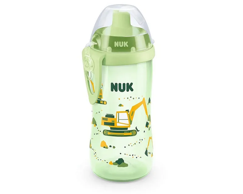 Babyflasche NUK Flexi Cup Trinklernflasche mit Trinkhalm, 300ml, Bagger van NUK in Grün – productfoto
