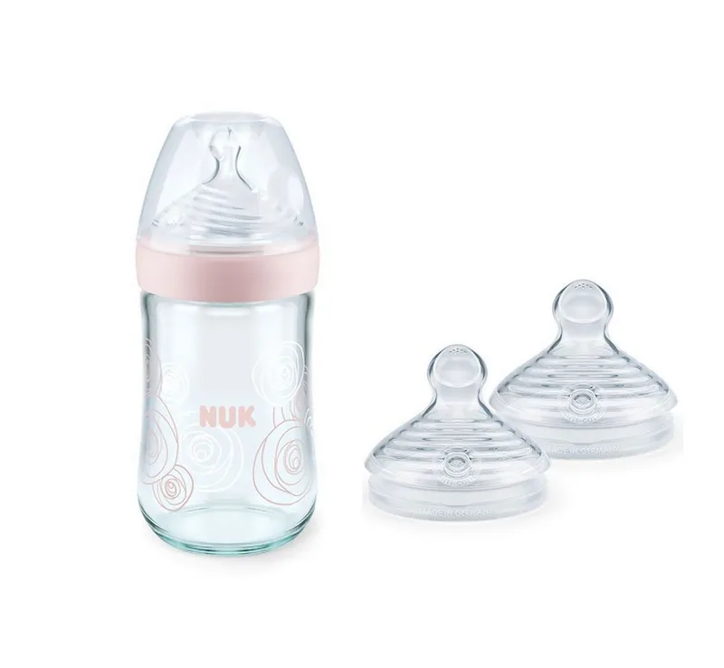 Babyflasche NUK Nature Sense Glasflasche mit 2er Saguer 2s Vortetlset van NUK in Rosa – productfoto